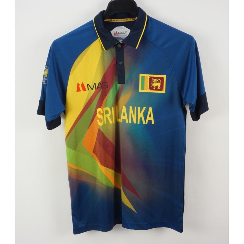 MAS Sri Lanka Official Criquet Team Polo Shirt Men's Medium Short Sleeve Blue